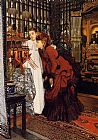 YOUNG WOMEN LOOKING AT JAPANESE OBJECTS by James Jacques Joseph Tissot